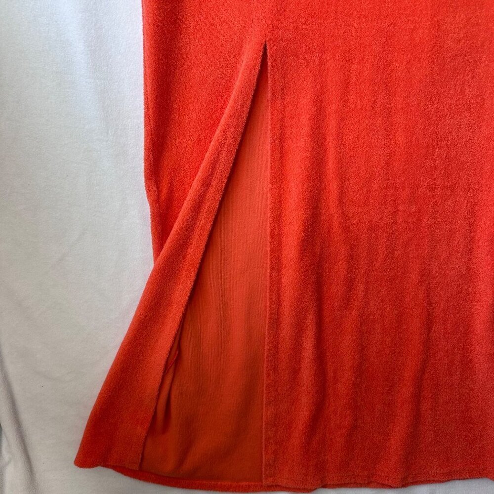 Shadowline Vintage 70s Terry Cloth Maxi Dress Swim Coverup Size S Orange Lace - Picture 8 of 14